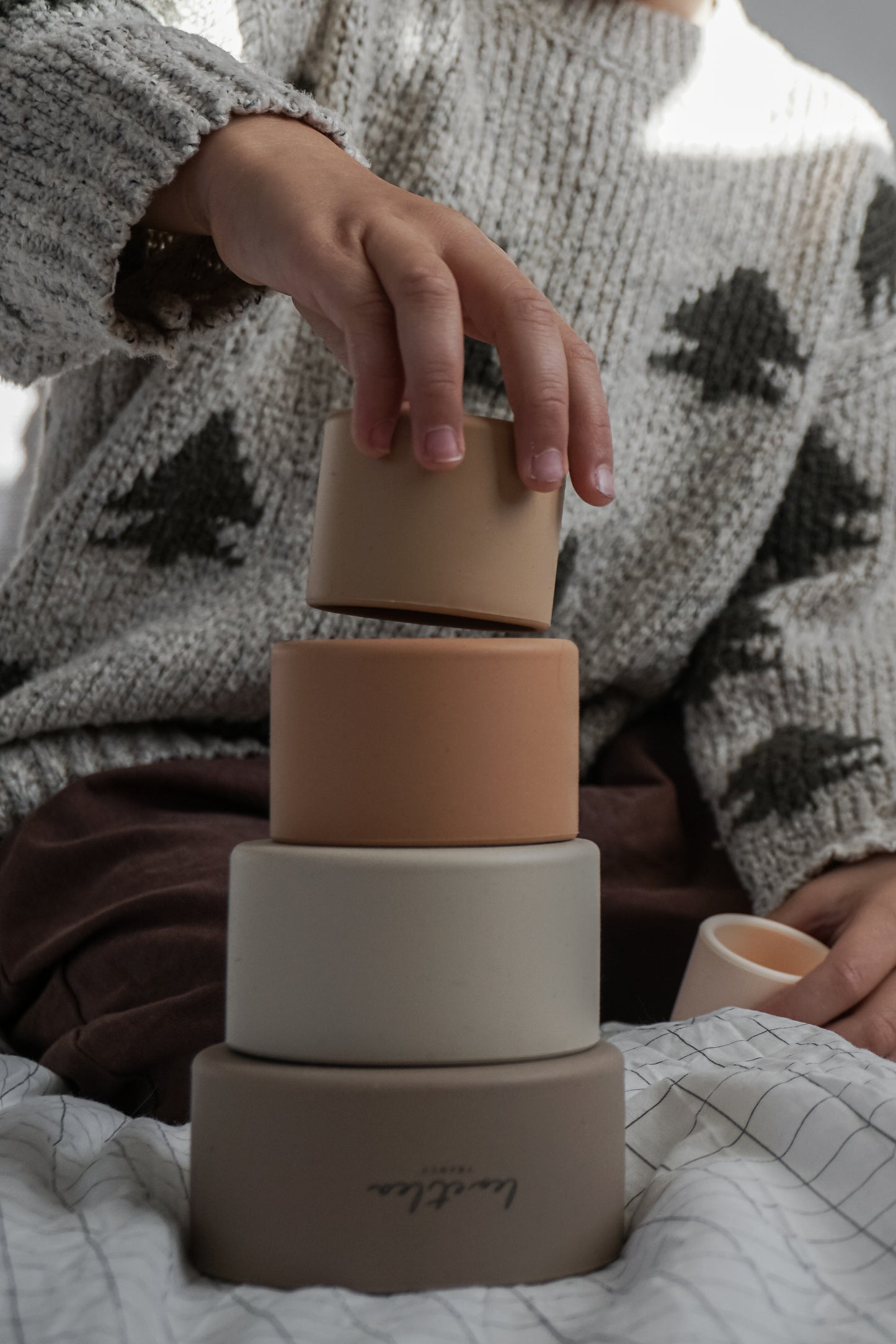 Gobelets empilables, beige, Silicone