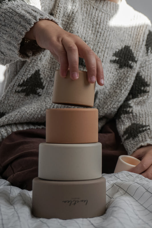 Gobelets empilables, beige, Silicone